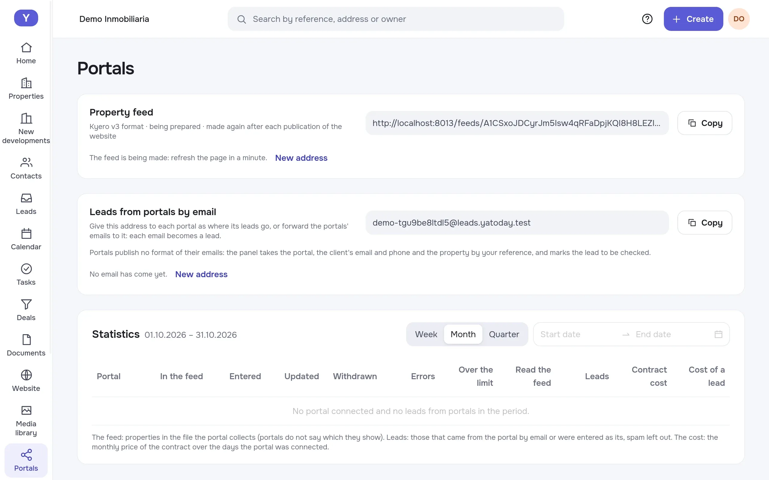 Portals: the property feed and the email address for portal contacts